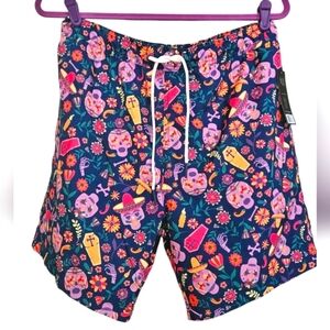 BERKLEY JENSEN 'Day Of The Dead' Design Swim Trunks. Size Med NWT